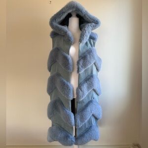 NEW NO TAG! Faux Fur Denim Long Vest